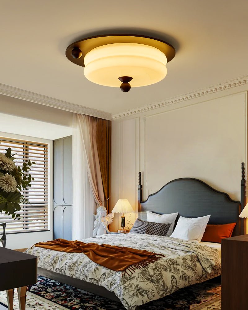 Eclipse Charm LED Ceiling Light in Walnut and Opal Glass