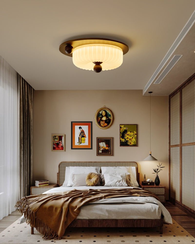 Eclipse Charm LED Ceiling Light in Walnut and Opal Glass