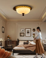 Eclipse Charm LED Ceiling Light in Walnut and Opal Glass