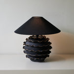 Eclipse Ruffle Ceramic Table Lamp with Black Fabric Shade