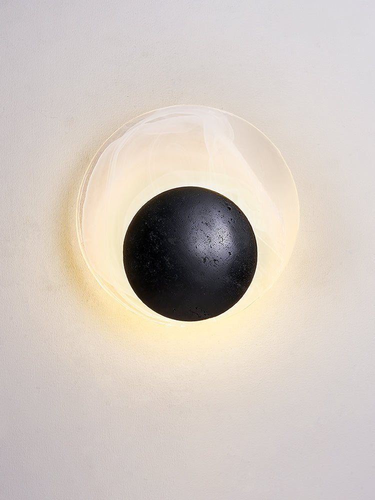 Eclipse Shell Wall Sconce in Black Travertine with LED