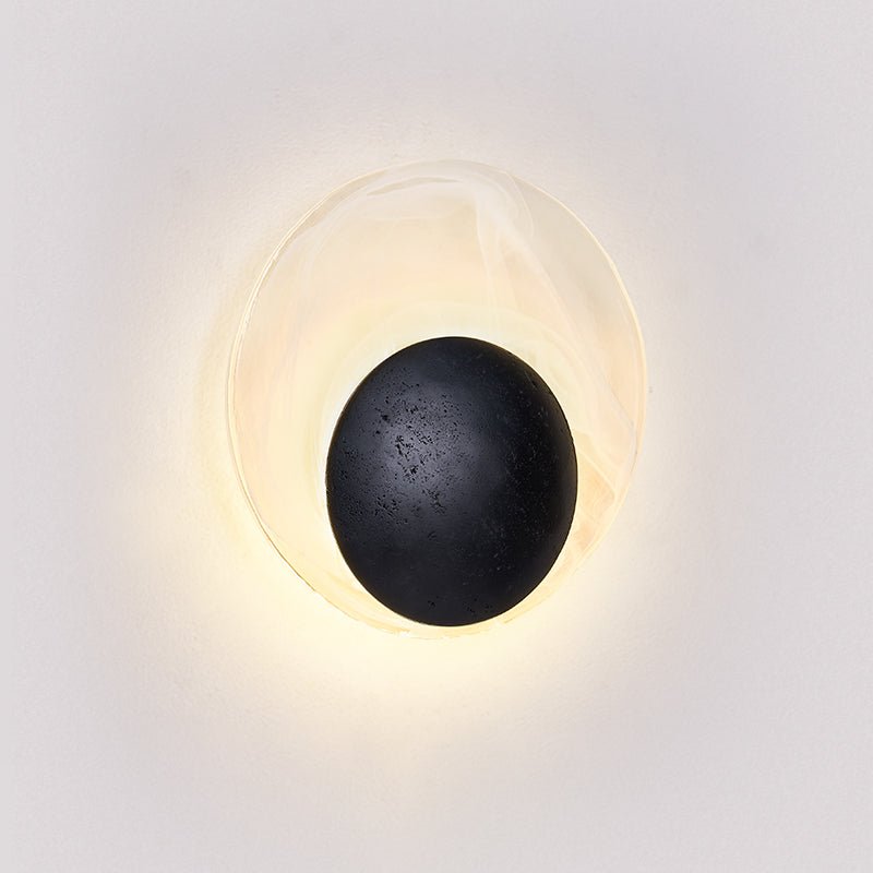 Eclipse Shell Wall Sconce in Black Travertine with LED