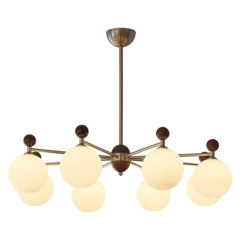 Ecliptica Modern Glass Chandelier with Walnut Accents for Dining Room and Living Room