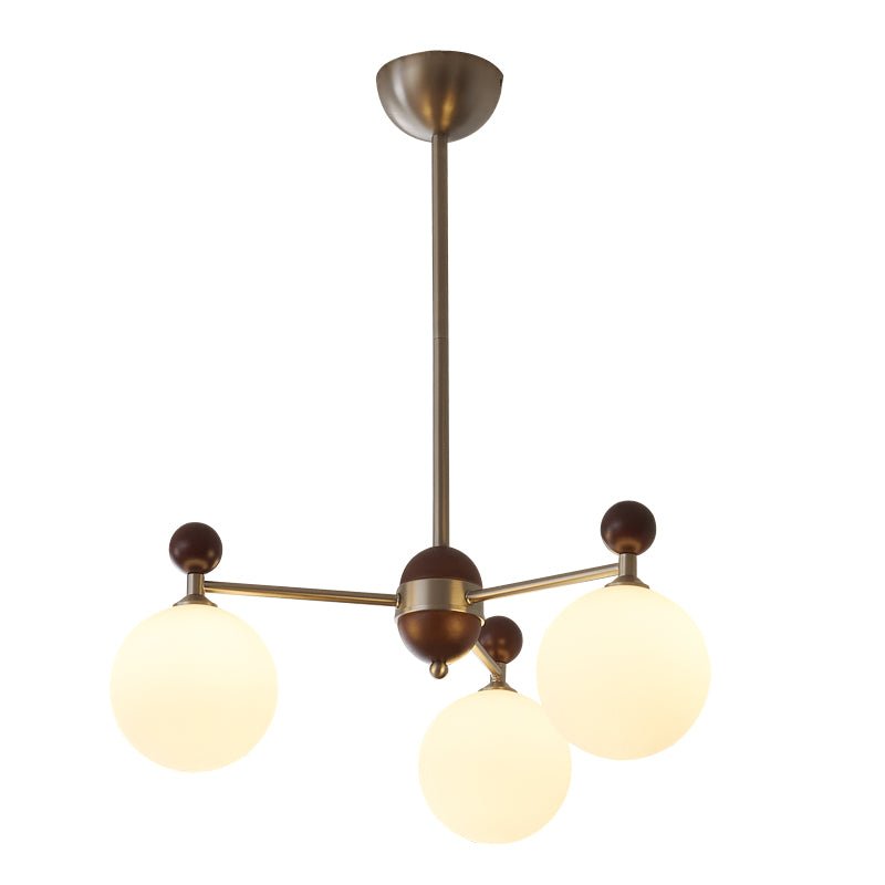Ecliptica Modern Glass Chandelier with Walnut Accents for Dining Room and Living Room
