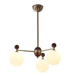 Ecliptica Modern Glass Chandelier with Walnut Accents for Dining Room and Living Room