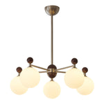 Ecliptica Modern Glass Chandelier with Walnut Accents for Dining Room and Living Room