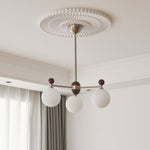 Ecliptica Modern Glass Chandelier with Walnut Accents for Dining Room and Living Room