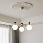 Ecliptica Modern Glass Chandelier with Walnut Accents for Dining Room and Living Room