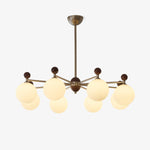 Ecliptica Modern Glass Chandelier with Walnut Accents for Dining Room and Living Room