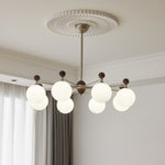 Ecliptica Modern Glass Chandelier with Walnut Accents for Dining Room and Living Room