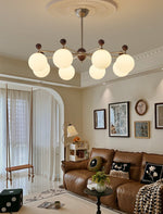 Ecliptica Modern Glass Chandelier with Walnut Accents for Dining Room and Living Room