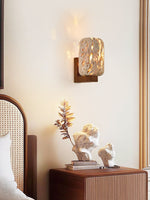 Edenstone Travertine Wall Sconce with Walnut Wood Accent