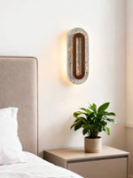 Edrin Travertine LED Wall Sconce with Walnut Accent – Modern Sculptural Lighting
