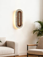 Edrin Travertine LED Wall Sconce with Walnut Accent – Modern Sculptural Lighting