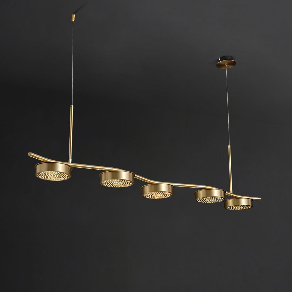 Aldo Six-Light LED Linear Chandelier in Aged Brass