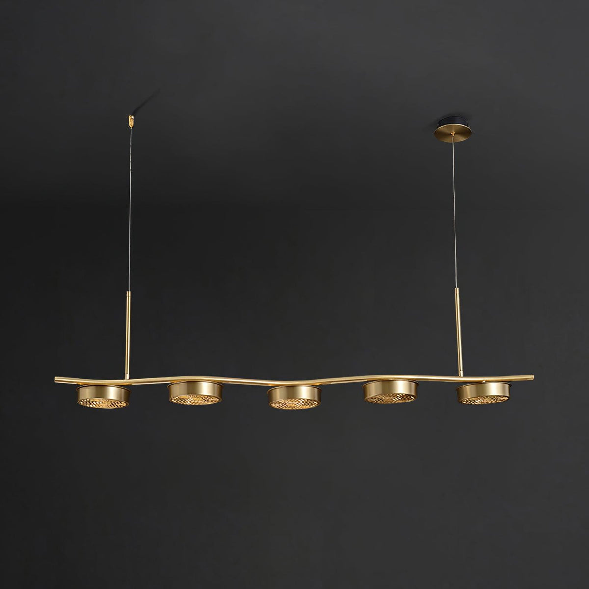 Aldo Six-Light LED Linear Chandelier in Aged Brass