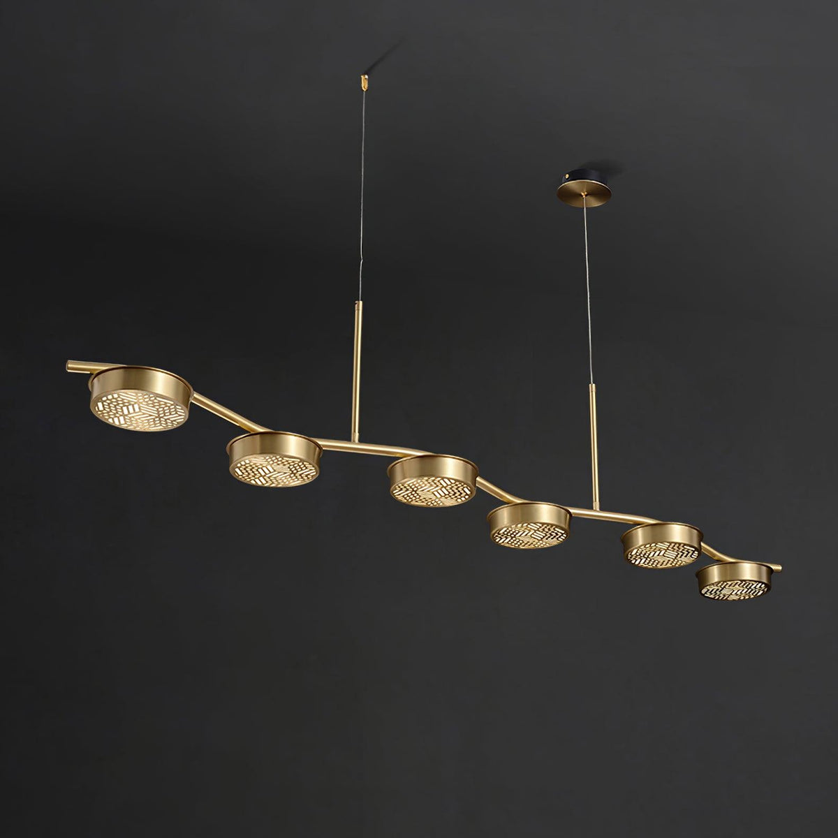 Aldo Six-Light LED Linear Chandelier in Aged Brass