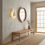 Eira Travertine Wall Sconce with Glass Shade for Modern Interiors