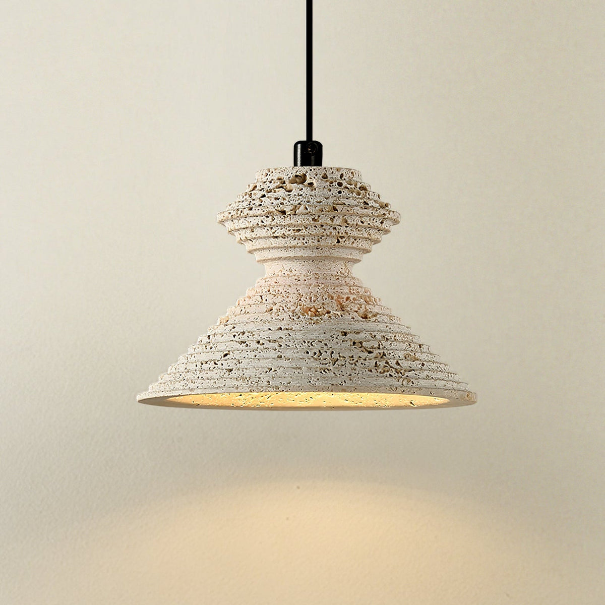 Eira Travertine Pendant Light – Sculptural Natural Stone Hanging Lamp