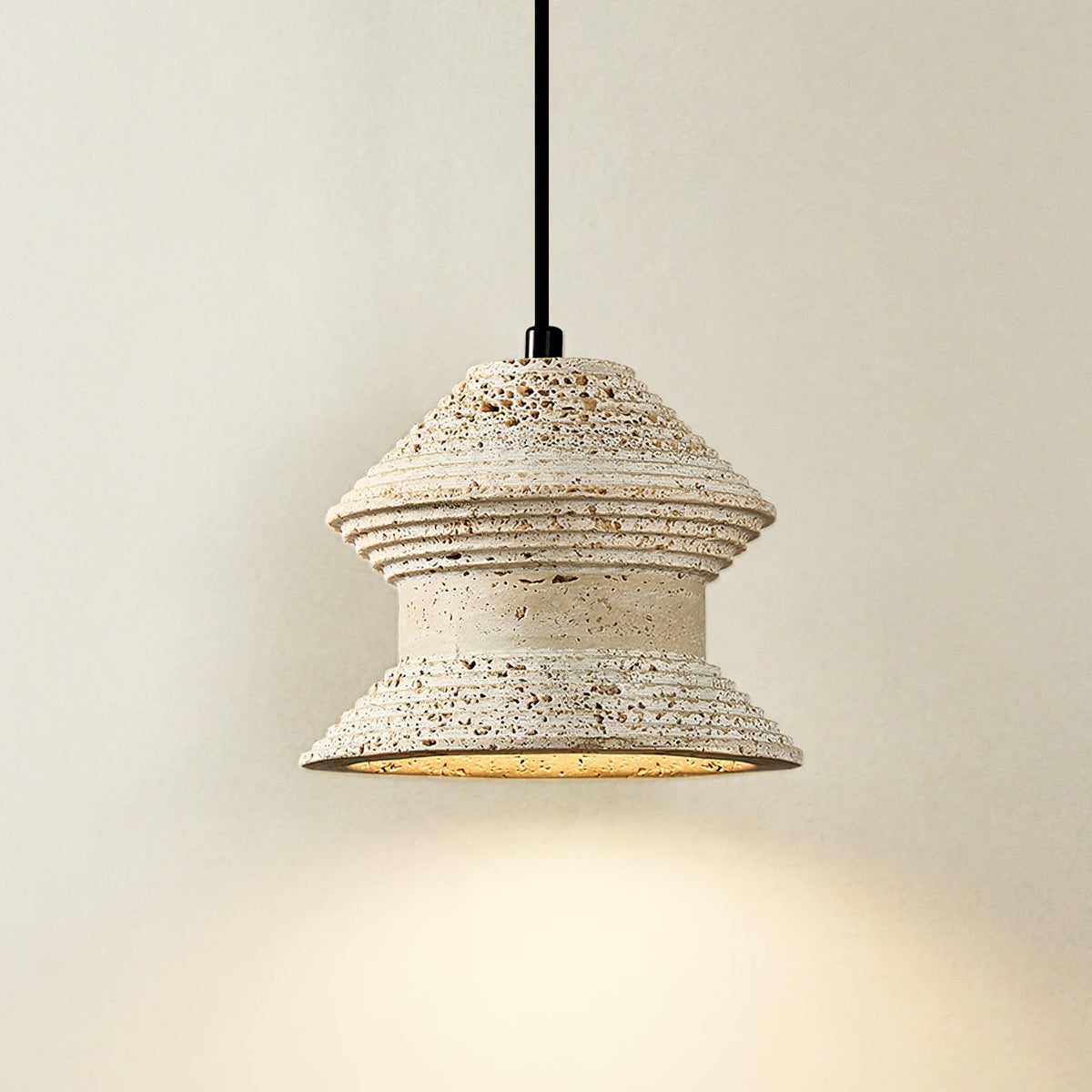 Eira Travertine Pendant Light – Sculptural Natural Stone Hanging Lamp