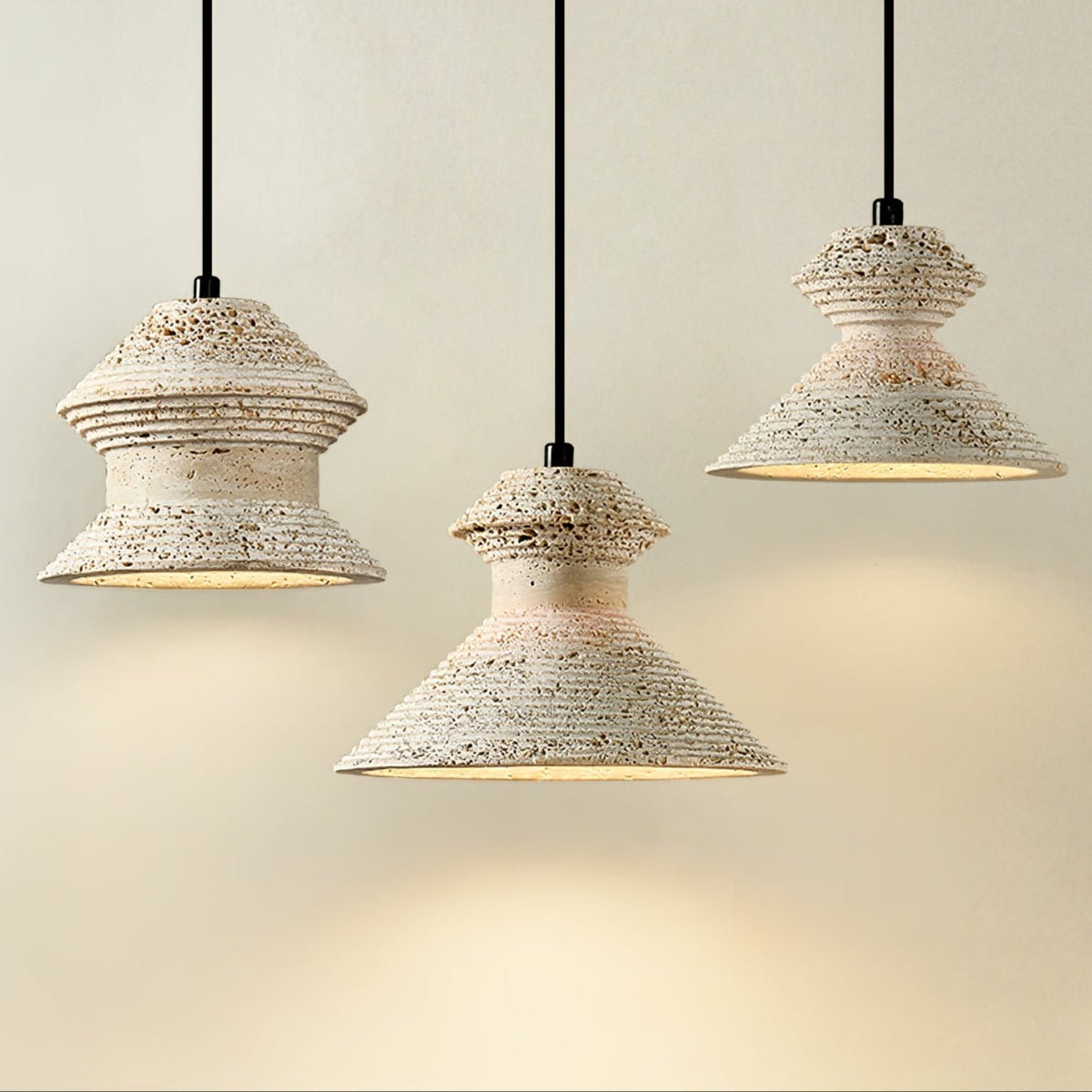 Eira Travertine Pendant Light – Sculptural Natural Stone Hanging Lamp