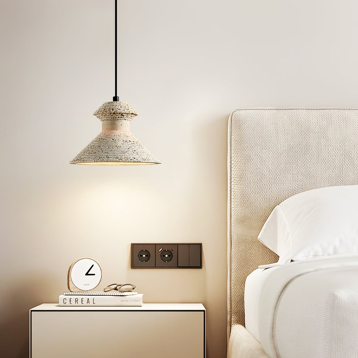 Eira Travertine Pendant Light – Sculptural Natural Stone Hanging Lamp
