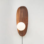 Eivor Plug-in Wall Sconce in Natural Walnut Wood and Glass
