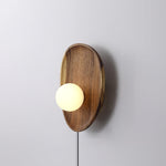 Eivor Plug-in Wall Sconce in Natural Walnut Wood and Glass