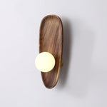 Eivor Plug-in Wall Sconce in Natural Walnut Wood and Glass