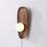 Eivor Plug-in Wall Sconce in Natural Walnut Wood and Glass
