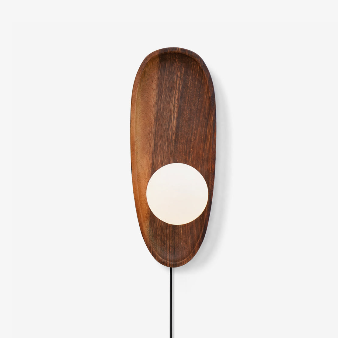Eivor Plug-in Wall Sconce in Natural Walnut Wood and Glass