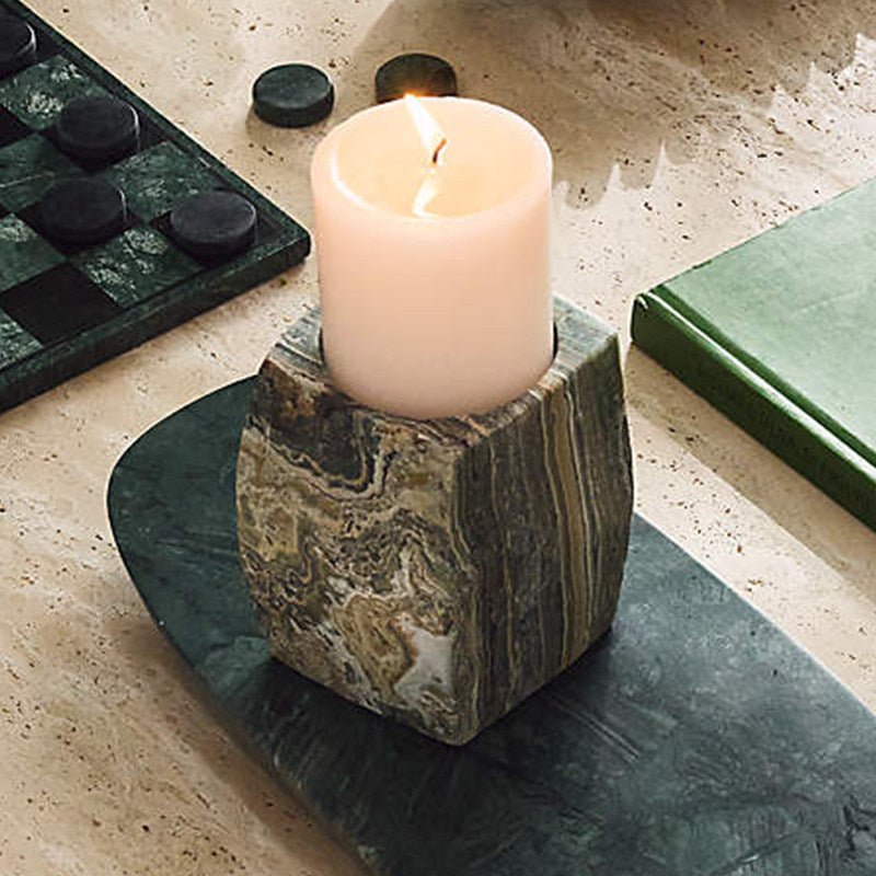 Elara Agate Candle Holder – Natural Stone Table Decor