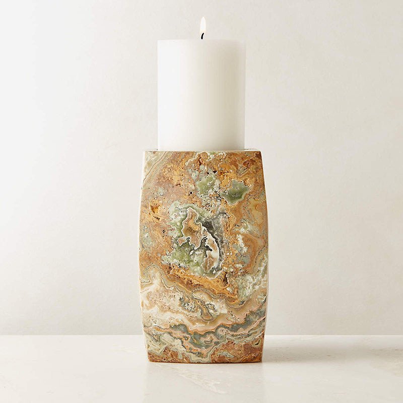 Elara Agate Candle Holder – Natural Stone Table Decor