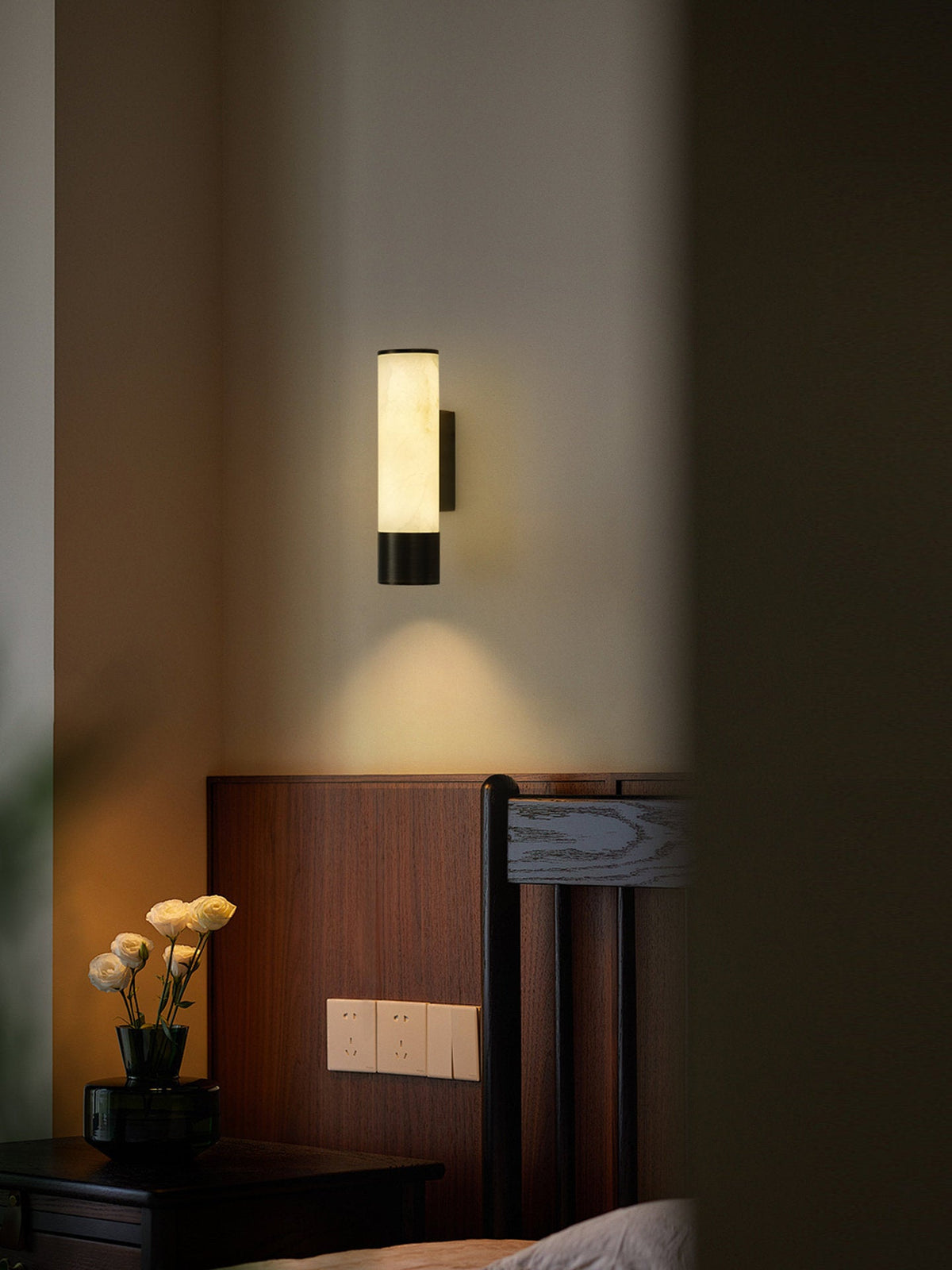 Elara Alabaster Wall Sconce with Integrated LED