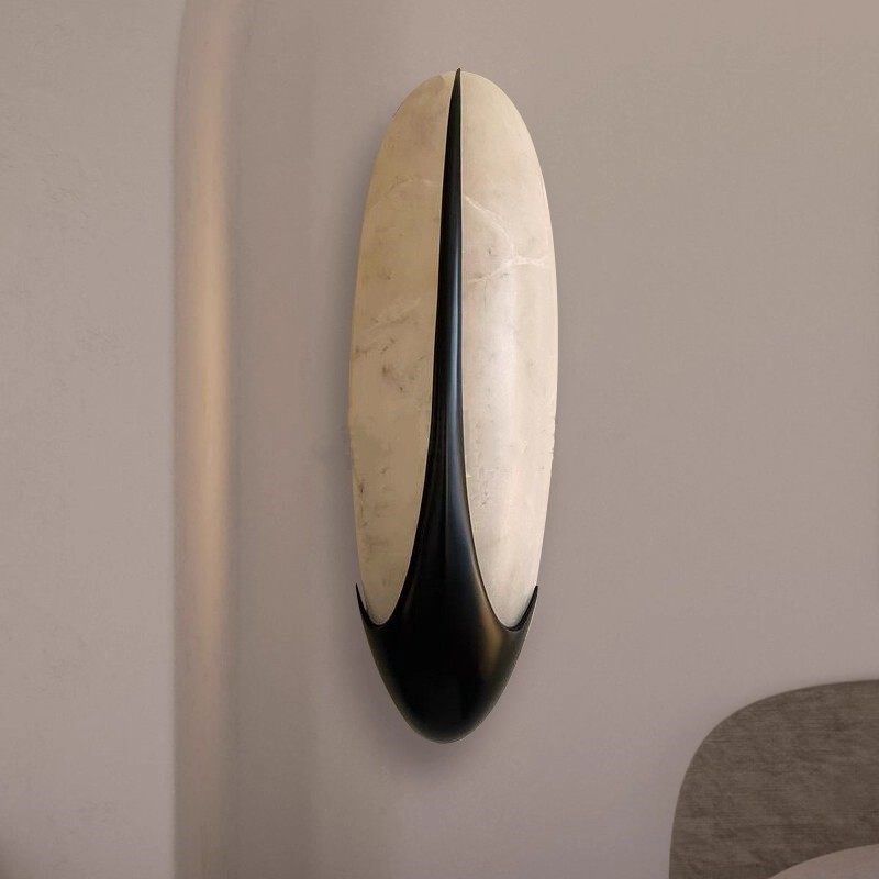 Elara Alabaster Wall Sconce – Sculptural LED Wall Light in Black & White