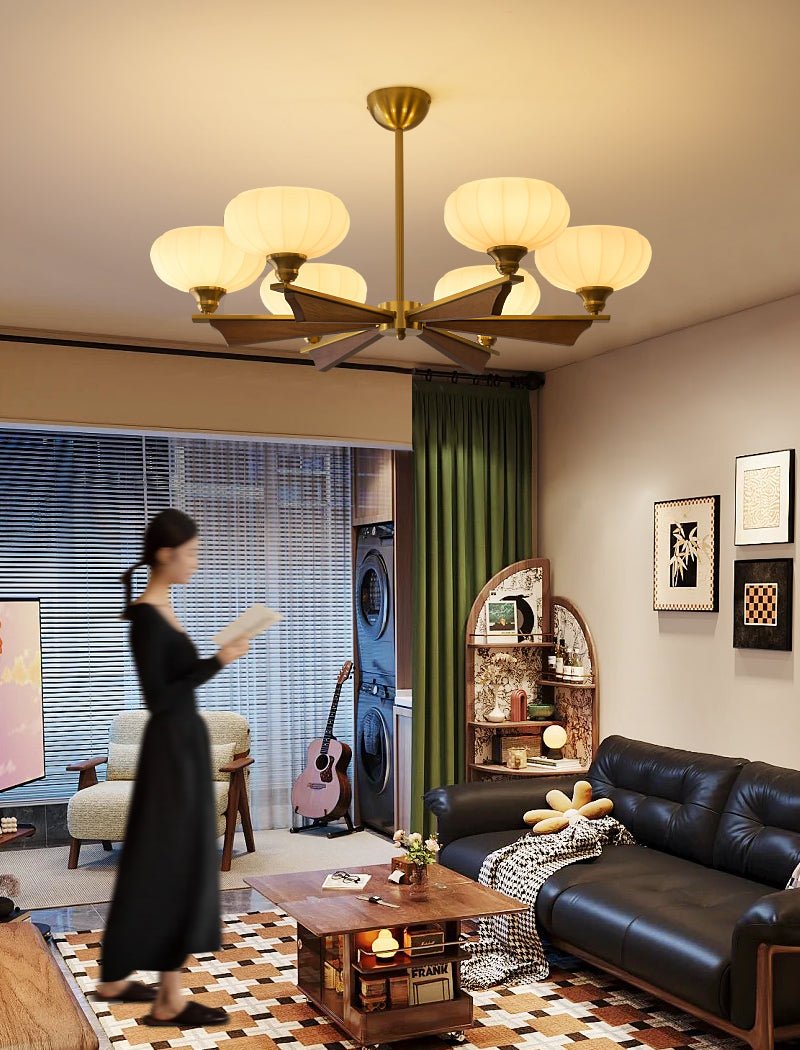 Elara Bloom Chandelier – Modern Brass & Glass Pendant Light