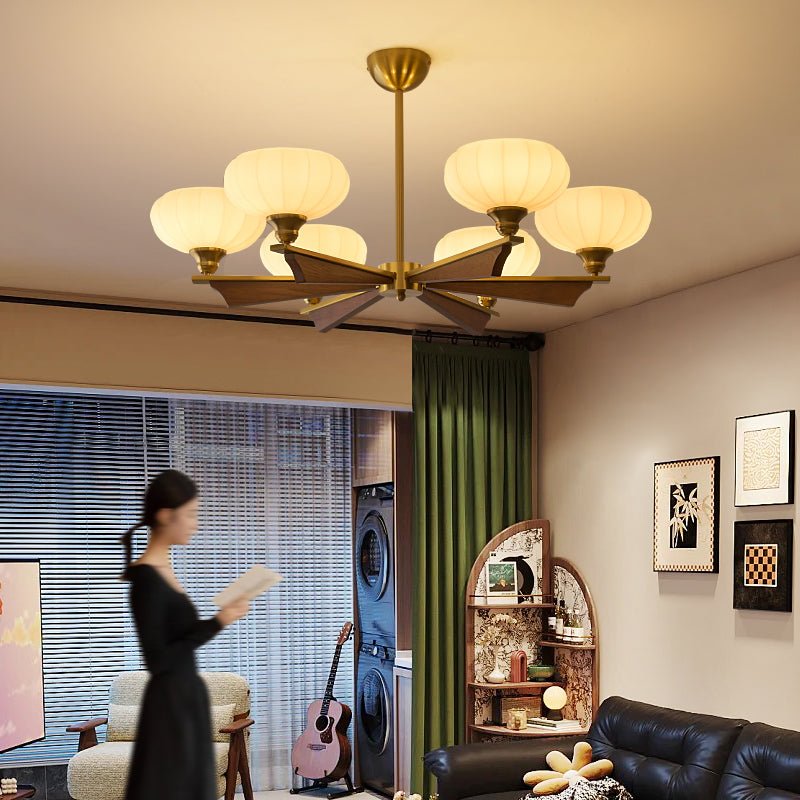Elara Bloom Chandelier – Modern Brass & Glass Pendant Light