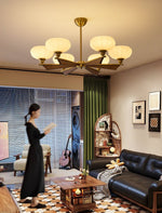Elara Bloom Chandelier – Modern Brass & Glass Pendant Light