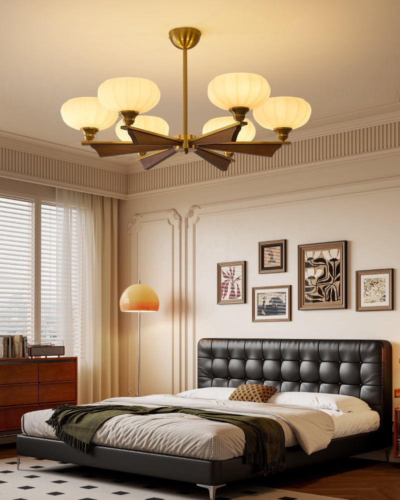 Elara Bloom Chandelier – Modern Brass & Glass Pendant Light