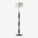 Elara Sculptural Floor Lamp with Fabric Drum Shade for Living Room & Bedroom
