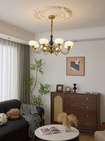 Elaris Modern Glass and Wood Chandelier with Brass Accents for Dining Room and Living Room