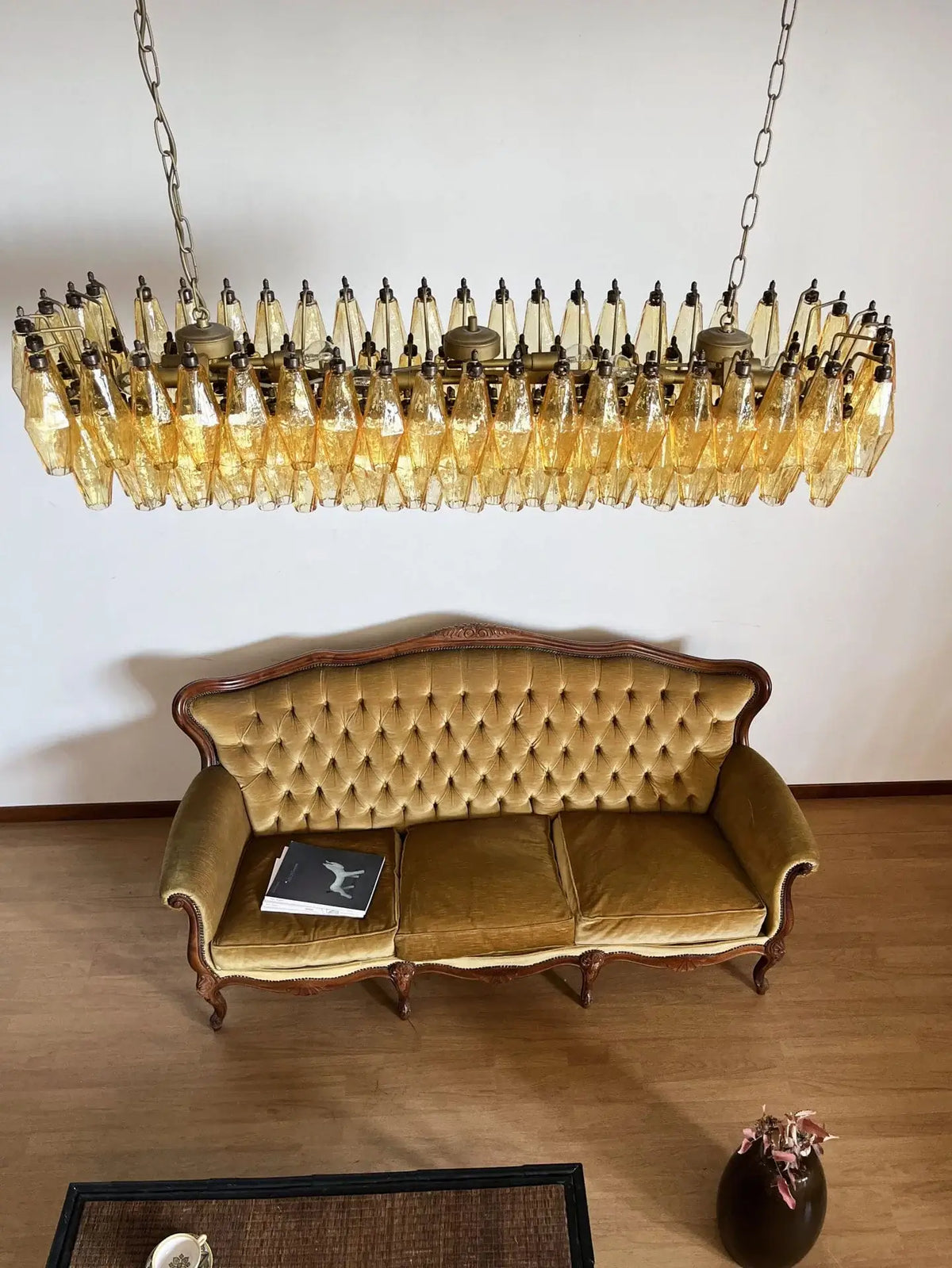 Elegant Amber Murano Poliedri Glass Chandelier
