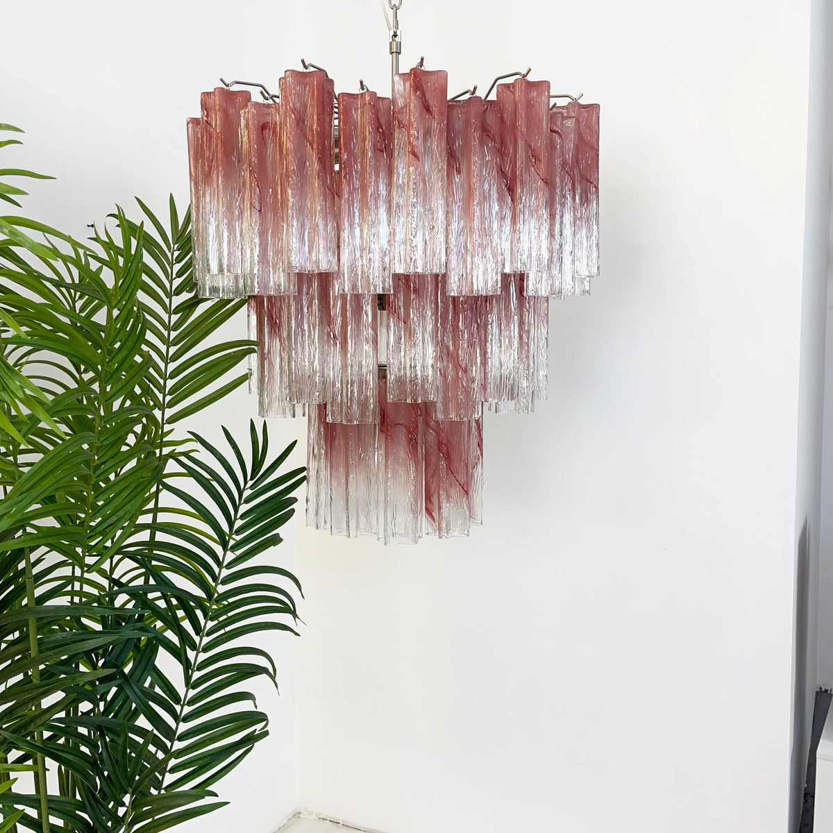 Elegant Murano Pink Rose Chandelier