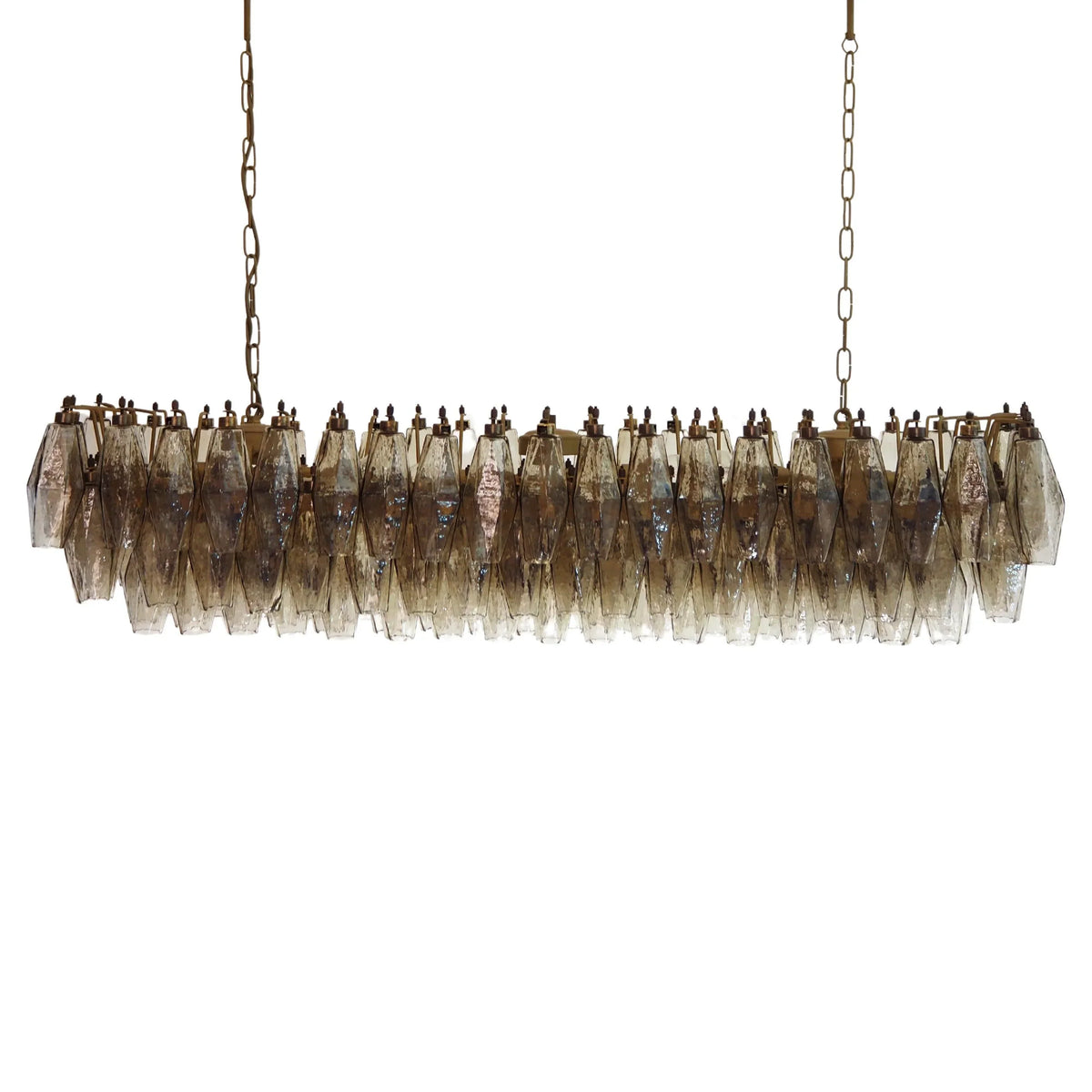 Elegant Smoked Murano Poliedri Glass Chandelier