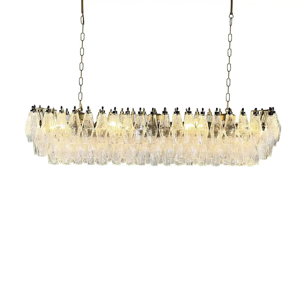 Elegant Transparent Murano Poliedri Glass Chandelier