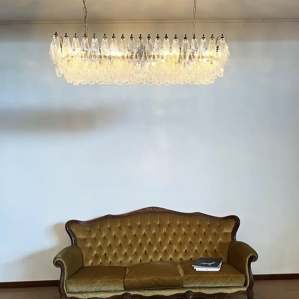 Elegant Transparent Murano Poliedri Glass Chandelier