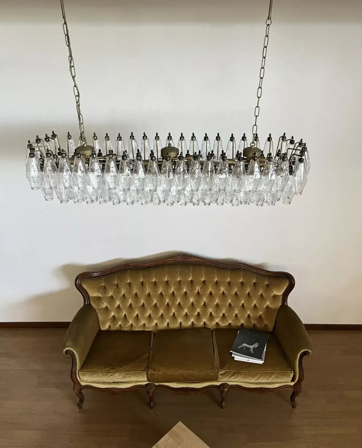 Elegant Transparent Murano Poliedri Glass Chandelier