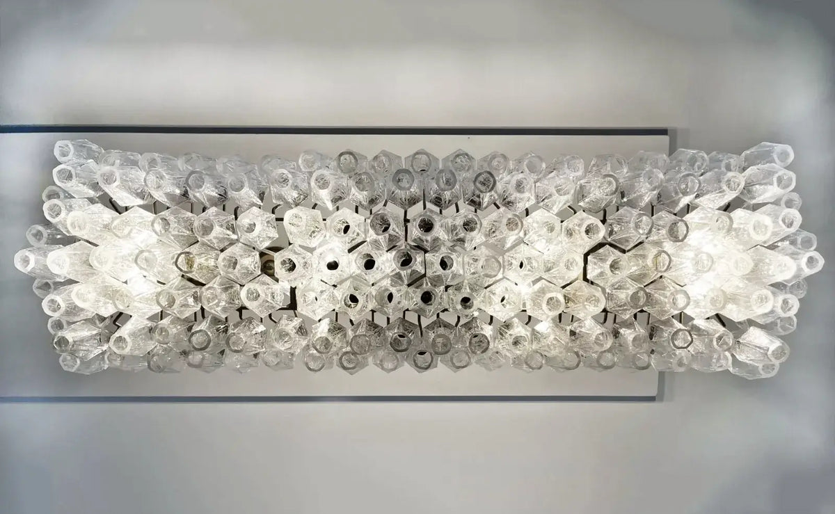 Elegant Transparent Murano Poliedri Glass Chandelier