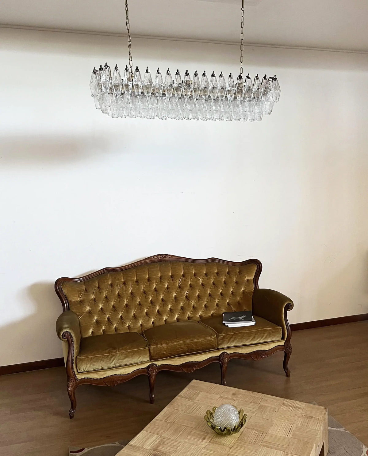 Elegant Transparent Murano Poliedri Glass Chandelier