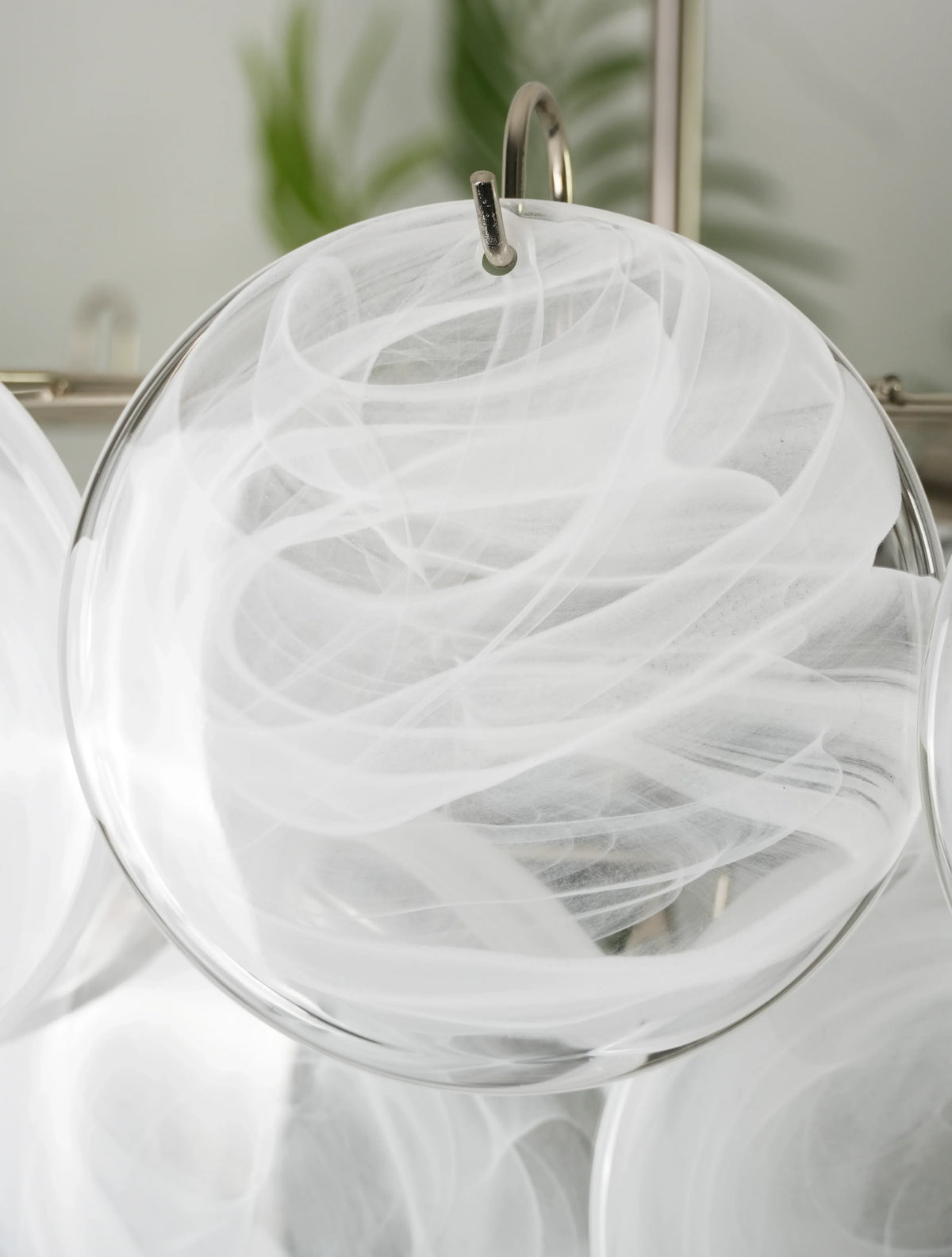 Elegant White Murano Disc Chandelier